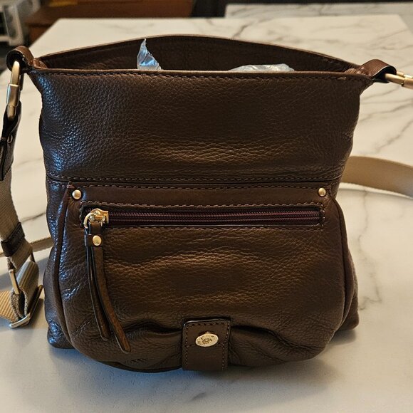 Michael Kors brown soft leather shoulder purse with canvas strap - Picture 16 of 16